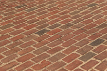 Red Brick Pavement In The Stockyards In Fort Worth, Texas

