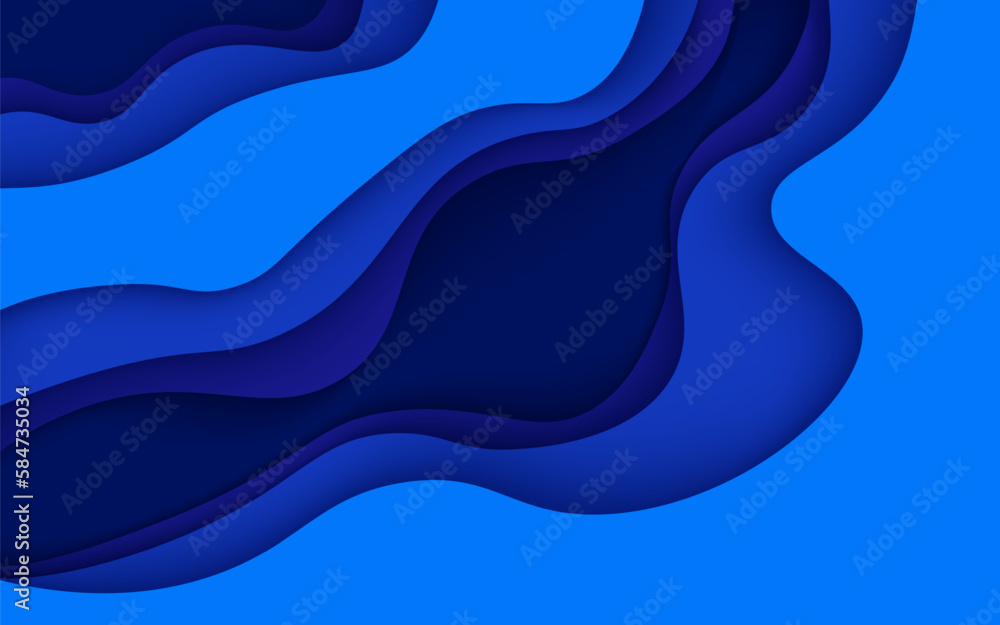 Multi layers blue texture 3D papercut layers in gradient vector banner ...