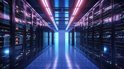 transforming the way we live: a visual representation of server racks in a data center. generative a
