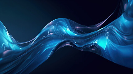 Wall Mural - abstract blue background with glowing smoke waves, generative ai