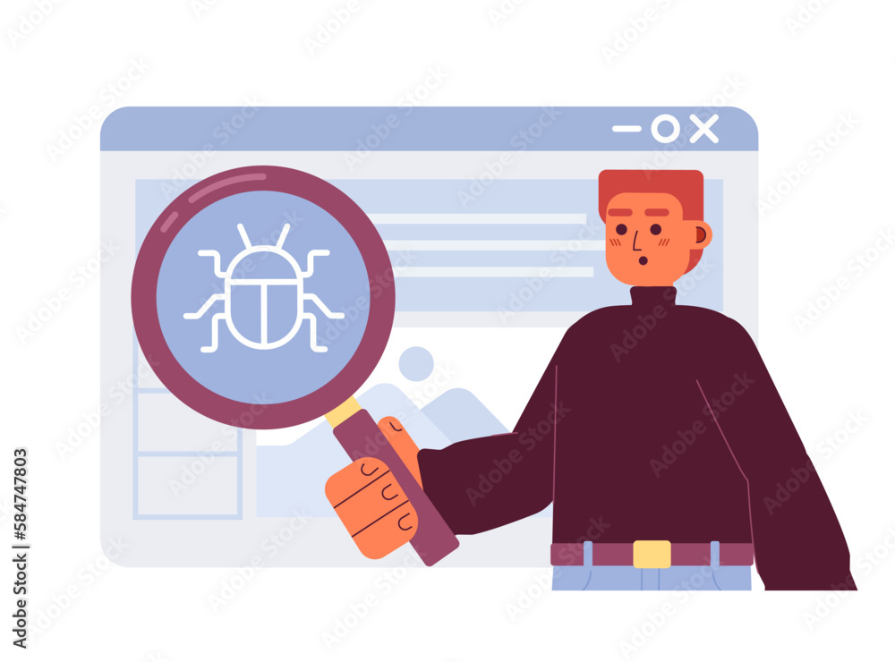 Vetor Debugging web application flat concept vector spot illustration ...