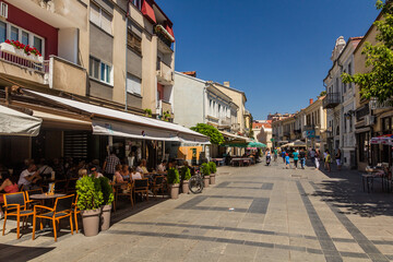 BITOLA, NORTH MACEDONIA - AUGUST 7, 2019: Pedestrian Shirok Sokak street in Bitola, North Macedonia