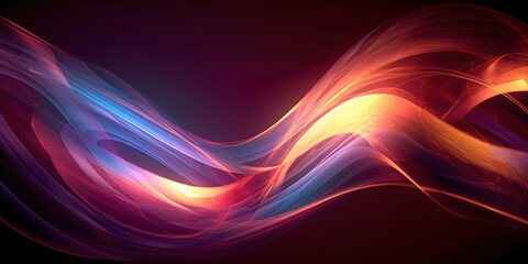 Poster - abstract background with glowing colorful line waves, burning fire colors, wallpaper concept, generative ai