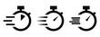 © jaafar - Shortest speed and time limit stopwatch vector icon black and white set material