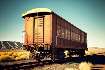 Wall Mural - Wagon container for transportation of goods and goods by railway transport, created with generative ai