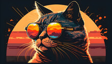 Cat Wearing Sunglasses  , Genetically Engineered By Artificial Intelligence
