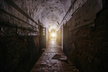 Dark And Creepy Corridor Of Old Abandoned Mental Hospital