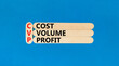 © Dzmitry - CVP cost volume profit symbol. Concept words CVP cost volume profit on wooden stick on a beautiful blue table blue background. Business and CVP cost volume profit concept. Copy space.
