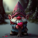 Fototapeta Desenie - Valentines Gnome with a heart