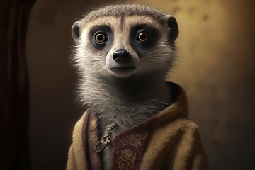 Wall Mural - mysterious meerkat: exploring the mysterious ways of a furry friend generative ai
