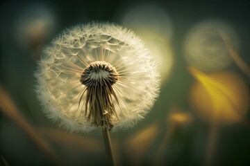 Poster - dandelion in the light breeze on a warm summer day, created with generative ai