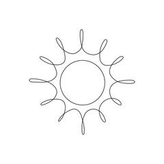 Wall Mural - continuous line sun art. single line sketch sunny summer travel concept. icon hot bright sky.