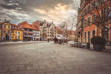 cityscape view at the inner city of erfurt, thuringia