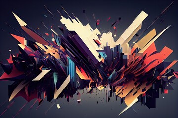 Wall Mural - a chaotic digital glitch sequence with abstract shapes, colors, and sounds., created with generative ai