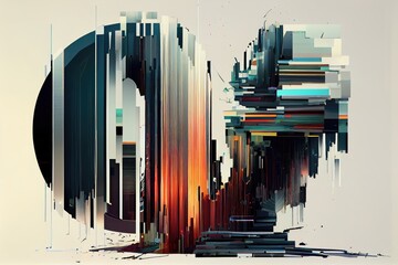 Wall Mural - a series of digital glitches that create a sort of abstract art, created with generative ai