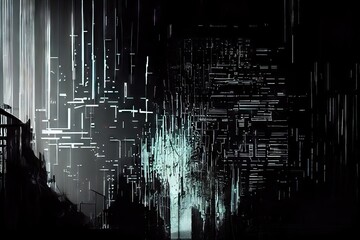 Wall Mural - a chaotic digital glitch that changes the screen and sound of a computer, creating an eerie atmosphere., created with generative ai