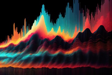 Wall Mural - a close-up of a glitchy digital waveform, with sharp edges and sudden shifts in color., created with generative ai