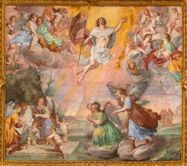 genova, italy - march 6, 2023: the fresco of resurrection in the church basilica della santissima an