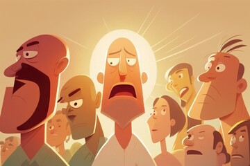 Poster - A Group Of People With A Man In The Middle Of The Group Church Animation Animation Filmmaking