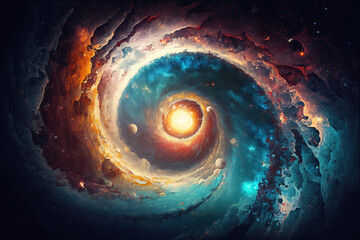 Wall Mural - Spiral Galaxy. Space with stars generative AI background