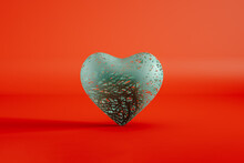 Heart On Red Background For Valentine's Day