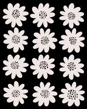 Illustration Of Rows Of Flowers In Black And White