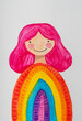 © Gemma can fly/Stocksy - Happy girl with rainbow dress watercolor