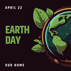 Wall Mural - earth day, ecology concept, illustration, green leaves, advertising, banner