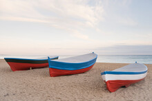 Three Boats In Mediterranean Beach