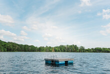 Floating pontoon on a lake