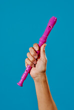 Man With A Pink Recorder Flute