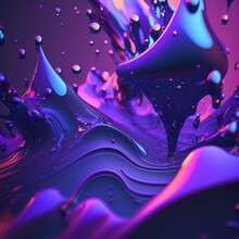 Ultraviolet Liquid Background With Bubbles