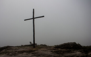 cross in the fog