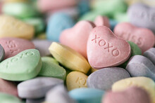 Valentine Candy Hearts Say XOXO Hugs Kisses