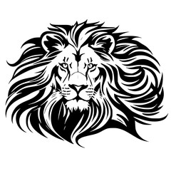 Wall Mural - black and white of lion head