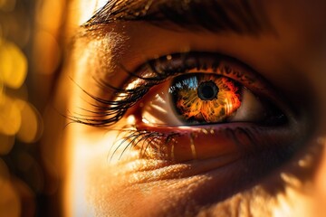 Wall Mural - A Close Up Of A Person's Eye With A Blurry Background Volcano Macro Photography Macro Photography Generative AI 