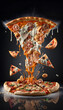 © Ayrum.Design - Delicious pizza slices floating in the air, cinematic food photography. Generative AI