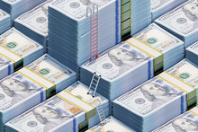 US Dollars Money Ladder Success / Growth /salary /savings Concept
