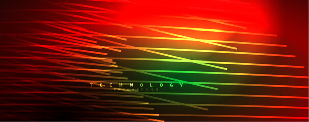 Aufkleber - Neon shiny light abstract lines, light beams concept abstract background. Vector Illustration For Wallpaper, Banner, Background, Card, Book Illustration, landing page