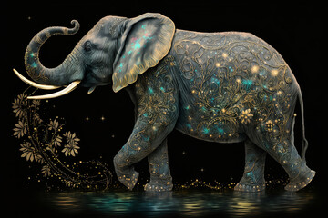 Wall Mural - Elephant in the natural background. Generative AI.