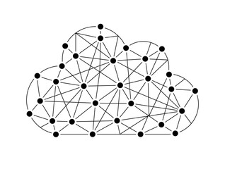 Leinwandbilder - Cloud polygon network icon design vector. Big data server system symbol.