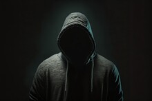 Faceless Shadow Person In Grey Hood Dark Mystery