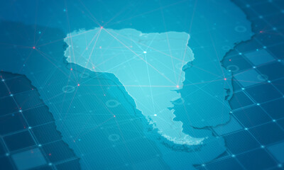 Wall Mural - South America Map Digital Cyber Background