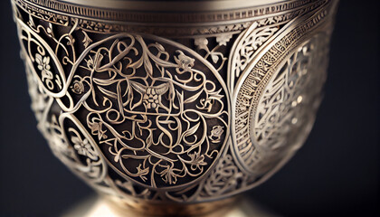 Sticker - An antique gold colored metal vase with ornate designs generated by AI