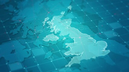 Wall Mural - United Kingdom Map Digital Cyber Background