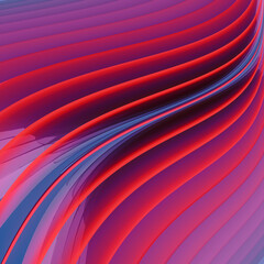 Fototapete - Rounded lines of neon color. Abstract geometric pattern. 3d rendering digital illustration