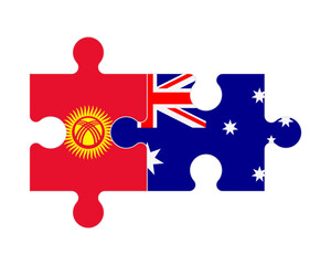 Puzzle of flags of Kyrgyzstan and Australia, vector