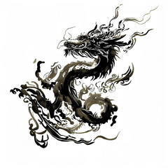 asian dragon on white background with Generative AI.