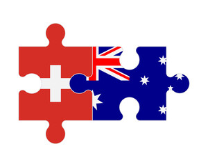 Puzzle of flags of Switzerland and Australia, vector