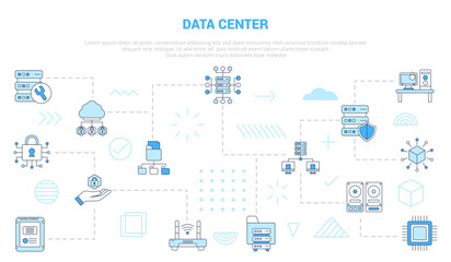 Wall Mural - data center concept with icon set template banner with modern blue color style